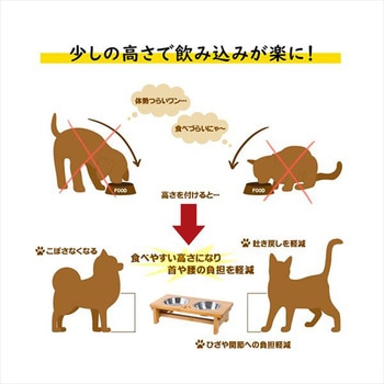 注文コード:53223925 竹製 ペット食器台セット - 良木工房YOSHIKI
