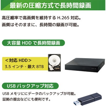 注文コード:55810015 400万画素PoEタイプNVR防犯カメラセット バレットカメラ5台 ドームカメラ2台、HDD4TB付き ブロードウォッチ