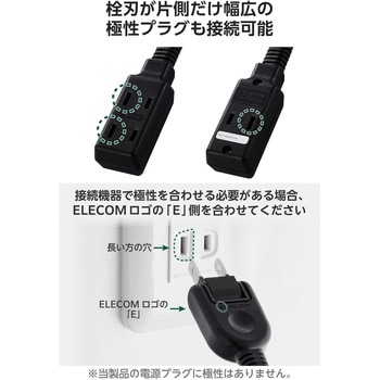 注文コード:58762588,58762570,58762561 電源タップ 延長コード 3個口 コンセント 小型 絶縁キャップ スイングプラグ - エレコム