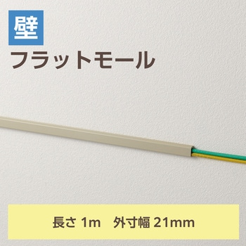 注文コード:58762981,58762990,58762999 配線カバー 壁用 モール (長さ1m×幅21mm) フラット 配線隠し ケーブルカバー 設置用テープ付き - エレコム