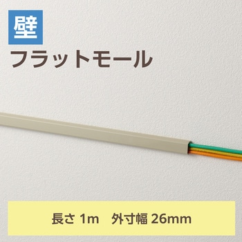 注文コード:58763008,58763026 配線カバー 壁用 モール (長さ1m×幅26mm) フラット 配線隠し ケーブルカバー 設置用テープ付き - エレコム