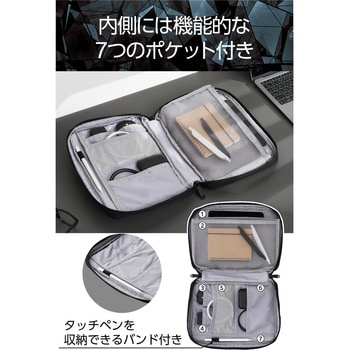 注文コード:60160689 ガジェットポーチ バッグインバッグ 大容量 軽量 撥水 11インチタブレット対応 衝撃吸収 スリム設計 エレコム