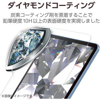 注文コード:60162491 iPad A16 11インチ iPad 第10世代 10.9インチ ガラスフィルム ダイヤモンドコート 高透明 貼り付けツール付 - エレコム
