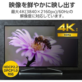 注文コード:60162956 USB Type-C - DisplayPort 変換 (USB-C プラグ to DP ×1 USB-C充電ポート×1) 4K 60Hz PD 60W - エレコム