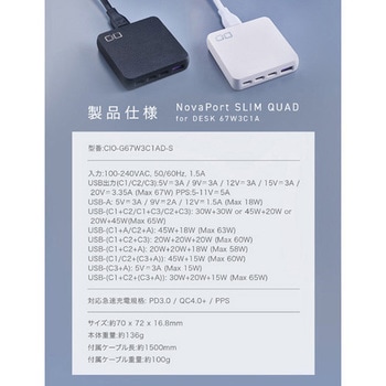 注文コード:60223689 NovaPort SLIM QUAD for DESK ホワイト CIO