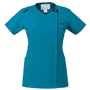 注文コード:60701947 レディスニットスクラブ ジップスクラブ ターコイズ×ダークネイビー 7050SC-11シリーズ フォーク