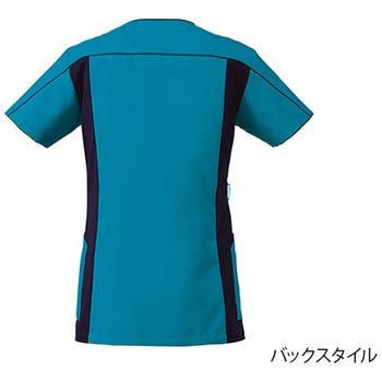 注文コード:60701947 レディスニットスクラブ ジップスクラブ ターコイズ×ダークネイビー 7050SC-11シリーズ フォーク