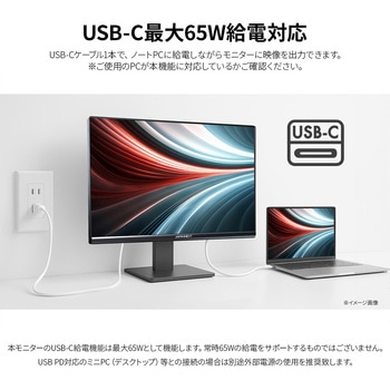 注文コード:60949449 ディスプレイ23.8型/1920×1080/HDMI×1、DP×1、USB-C×1/ブラック/スピーカー有/2年保証 JAPANNEXT
