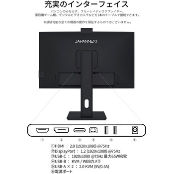 注文コード:60949449 ディスプレイ23.8型/1920×1080/HDMI×1、DP×1、USB-C×1/ブラック/スピーカー有/2年保証 JAPANNEXT