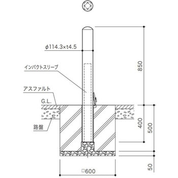 注文コード:61026825,61026834,61026850 インパクトボラード 基礎式 スチール製 Φ114.3 差込式カギ付 HB種対応品 サンポール