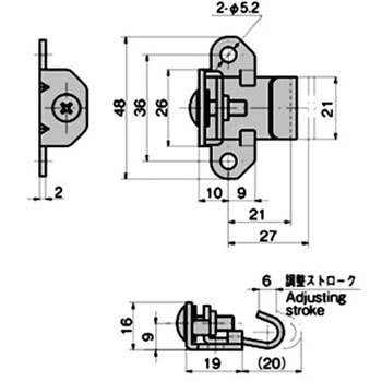 注文コード:61126372 ステンレス パチン錠調整受け金具 TAKIGEN(タキゲン)