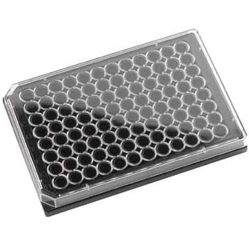 注文コード:62010745 テストプレート 96well 平底 P.S&ガラス製 フタ付 クリアボトム ブラック 324002シリーズ Porvair