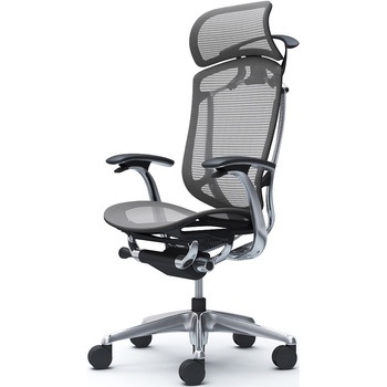 注文コード:62591919 コンテッサセコンダ、固定肘、固定ヘッド、座メッシュ、ハンガー付、ランバー無、ブラックB、ポリッシュ、脚ポリッシュ、ウレタン オカムラ(岡村製作所)