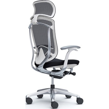 注文コード:62594737 コンテッサセコンダ、固定肘、固定ヘッド、座クッション、ハンガー無、ランバー付、ホワイトB、ポリッシュ、脚ポリッシュ、ウレタン オカムラ(岡村製作所)