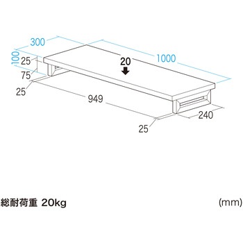 注文コード:62595185 机上ラック eシリーズ 濃い木目×ブラック角脚 サンワサプライ
