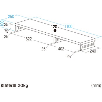 注文コード:62595307 机上ラック eシリーズ 濃い木目×ブラック角脚 サンワサプライ