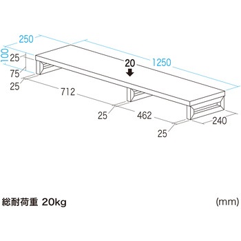 注文コード:62595551 机上ラック eシリーズ 濃い木目×ブラック角脚 サンワサプライ