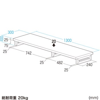 注文コード:62595666 机上ラック eシリーズ 濃い木目×ブラック角脚 サンワサプライ