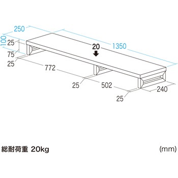 注文コード:62595709 机上ラック eシリーズ 濃い木目×ブラック角脚 サンワサプライ