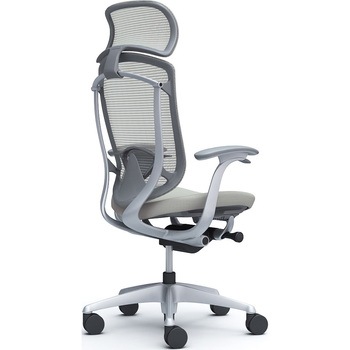 注文コード:62595839 コンテッサセコンダ、固定肘、固定ヘッド、座クッション、ハンガー無、ランバー付、グレーB、シルバー、脚シルバー、ウレタン オカムラ(岡村製作所)