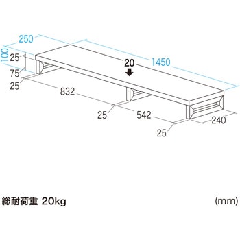 注文コード:62595867 机上ラック eシリーズ 濃い木目×ブラック角脚 サンワサプライ