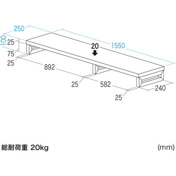 注文コード:62596025 机上ラック eシリーズ 濃い木目×ブラック角脚 サンワサプライ
