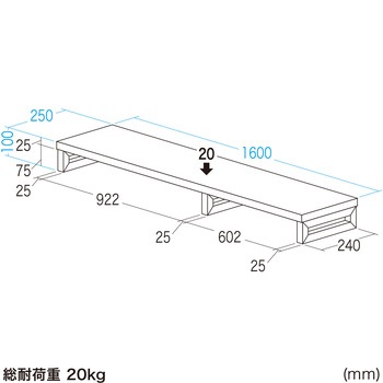 注文コード:62596111 机上ラック eシリーズ 濃い木目×ブラック角脚 サンワサプライ