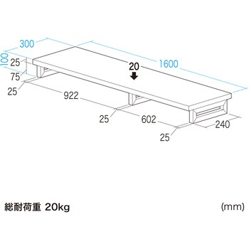 注文コード:62596226 机上ラック eシリーズ 濃い木目×ブラック角脚 サンワサプライ