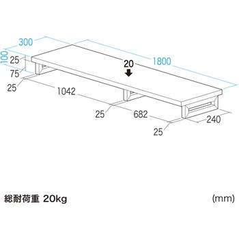 注文コード:62596470 机上ラック eシリーズ 濃い木目×ブラック角脚 サンワサプライ