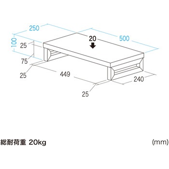 注文コード:62596671 机上ラック eシリーズ 濃い木目×ブラック角脚 サンワサプライ