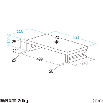 注文コード:62596750 机上ラック eシリーズ 濃い木目×ブラック角脚 サンワサプライ