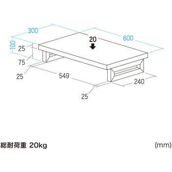 注文コード:62596865 机上ラック eシリーズ 濃い木目×ブラック角脚 サンワサプライ
