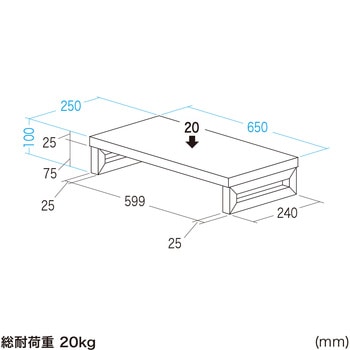 注文コード:62596908 机上ラック eシリーズ 濃い木目×ブラック角脚 サンワサプライ