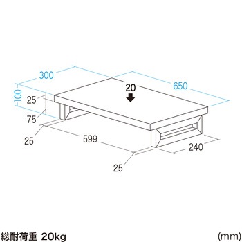 注文コード:62596951 机上ラック eシリーズ 濃い木目×ブラック角脚 サンワサプライ