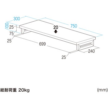 注文コード:62597109 机上ラック eシリーズ 濃い木目×ブラック角脚 サンワサプライ