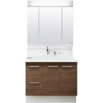 注文コード:62773123 洗面化粧台 K1シリーズ 片引出タイプ + 3面鏡全収納 スタンダードLED照明(寒冷地向け) INAX(LIXIL)