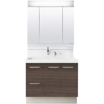 注文コード:62773148 洗面化粧台 K1シリーズ 片引出タイプ + 3面鏡全収納 スタンダードLED照明(寒冷地向け) INAX(LIXIL)