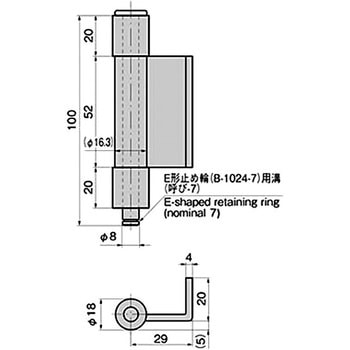 ステンレス L型裏蝶番(3管) TAKIGEN(タキゲン)
