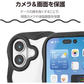 注文コード:62829186 iPhone 17 ケース ハイブリッド 衝撃吸収 磁気吸着対応メタルステッカー付 背面クリア Grippy - エレコム