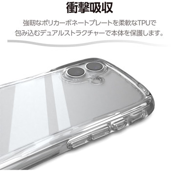 注文コード:62829579 iPhone 17 ケース ハイブリッド 衝撃吸収 磁気吸着対応メタルステッカー付 Grippy - エレコム