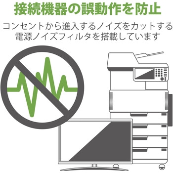 注文コード:63540436 電源タップ 8個口 3P 2m 2P×1個口 3P→2P変換アダプタ付 ボックス型 手元一括スイッチ マグネット 抜け止め 雷ガード - エレコム