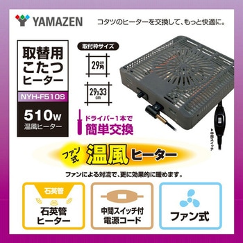 注文コード:64176975 こたつ用 ヒーターユニット 石英管 ファン式温風ヒーター 510W 取換用 - YAMAZEN(山善)