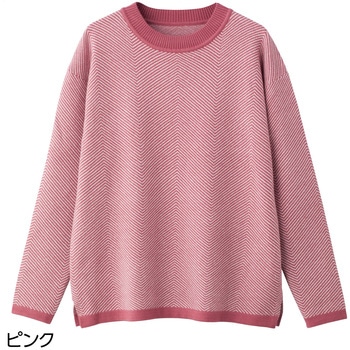 821978 もちのびヘリンボン付け袖セーター ケアファッション