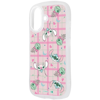 iPhone 17 ディズニー / Puffull 衝撃吸収 バンパー ハイブリッドケース / スティッチ_チェック総柄 レイ・アウト