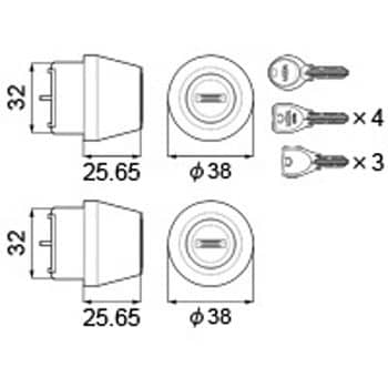 Z 1A0 DGVD シャッター付シリンダーセット DN Z 1A0 DGVD LIXIL トステム シルバー色 アヴァントスIS