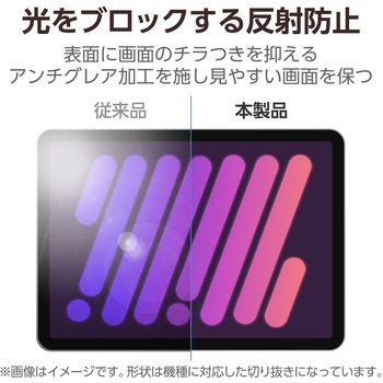 注文コード:64595015 iPad mini(A17 Pro)/第6世代 8.3インチ フィルム アンチグレア ブルーライトカット 抗菌 指紋防止 気泡防止 エレコム
