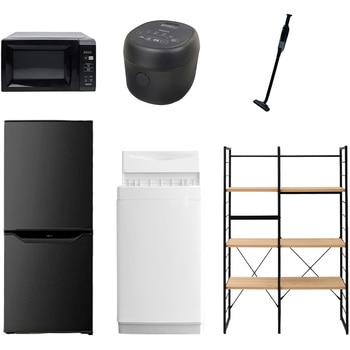 注文コード:64601725 家電セット 寮 オフィス 事務所 新生活家電 6点セット (6kg洗濯機 106L冷蔵庫 電子レンジ 炊飯器 軽量クリーナー 家電収納ラック) YAMAZEN(山善)