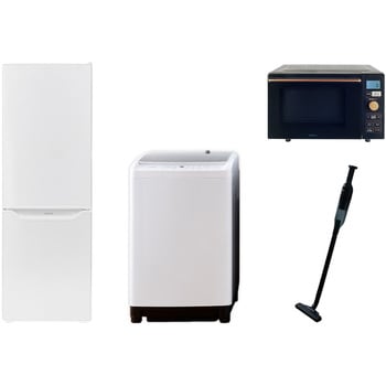 注文コード:64602005 家電セット 寮 オフィス 事務所 新生活家電 4点セット (8kg洗濯機 173L冷蔵庫 オーブンレンジ 軽量クリーナー) YAMAZEN(山善)