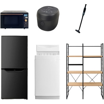 家電セット 寮 オフィス 事務所 新生活家電 6点セット (6kg洗濯機 106L冷蔵庫 オーブンレンジ 炊飯器 軽量クリーナー 家電収納ラック) YAMAZEN(山善)