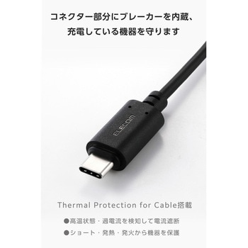 注文コード:64712028,64712037,64712046,64712055 マグネット 充電ケーブル USB-C 60W PD対応 着脱式コネクタ ブレーカー内蔵 エレコム